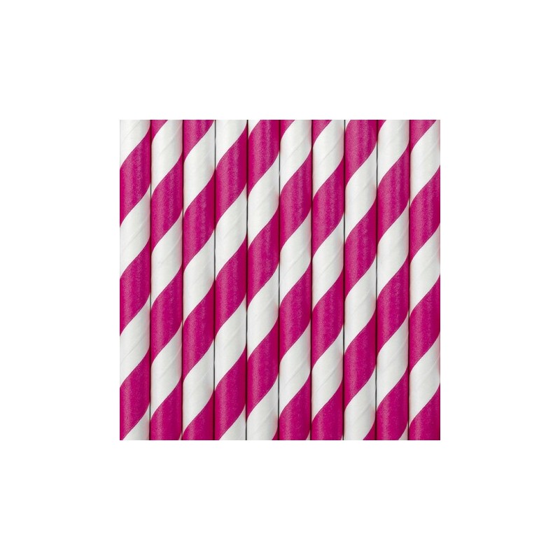 10 PAILLES PAPIER BLANC ET FUSCHIA 10 PAILLES PAPIER BLANC ET FUSCHIA