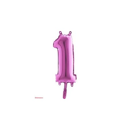 BALLON METALLIQUE CHIFFRE 1 FUSCHIA 36CM