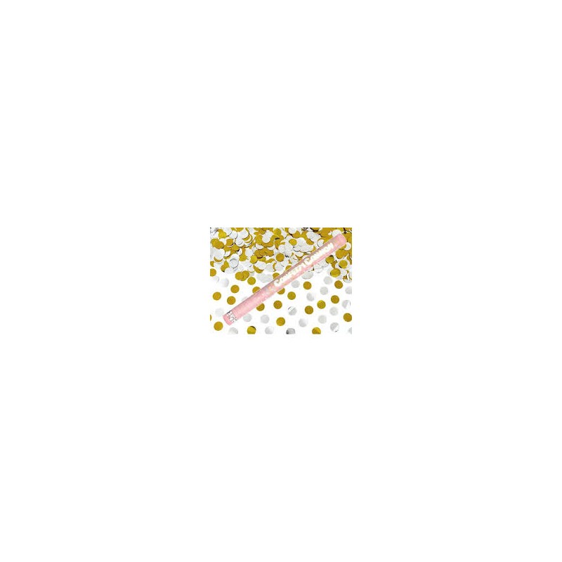 CANON CONFETTIS METALICS ROND ARGENT ET OR 80 CM CANON CONFETTIS METALICS ROND ARGENT ET OR 80 CM