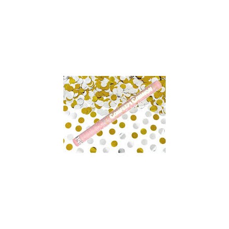 CANON CONFETTIS METALICS  ROND ARGENT ET OR 80 CM