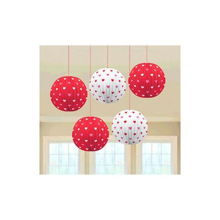 5 LANTERNES MOTIFS COEURS 11.4 CM