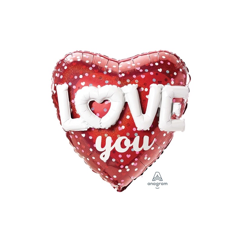 BALLON METALLIQUE COEUR LOVE YOU 91 X 91 CM BALLON METALLIQUE COEUR LOVE YOU 91 X 91 CM
