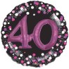 BALLON METALLIQUE EFFET 3D HOLO 81 CM 40 ANS NOIR FUSCHIA