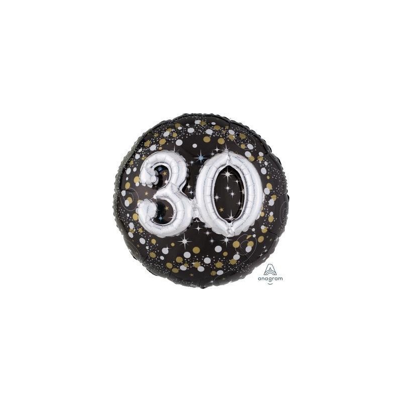 BALLON METALLIQUE EFFET 3D HOLO 81 CM 30 ANS NOIR ARGENT BALLON METALLIQUE EFFET 3D HOLO 81 CM 30 ANS NOIR ARGENT
