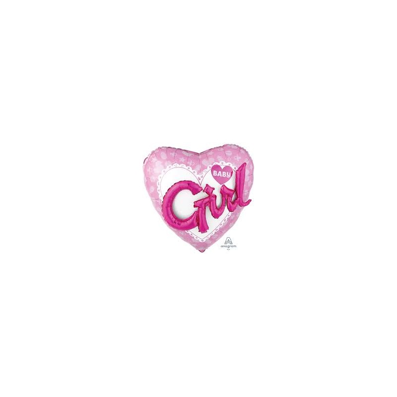 BALLON METALLIQUE COEUR BABY GIRL ROSE BLANC 91 X 91 CM BALLON METALLIQUE COEUR BABY GIRL ROSE BLANC 91 X 91 CM