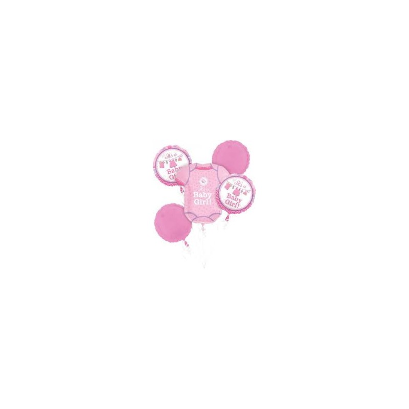 BOUQUET DE 5 BALLONS METALLIQUES BABY GIRL ROSE BOUQUET DE 5 BALLONS METALLIQUES BABY GIRL ROSE