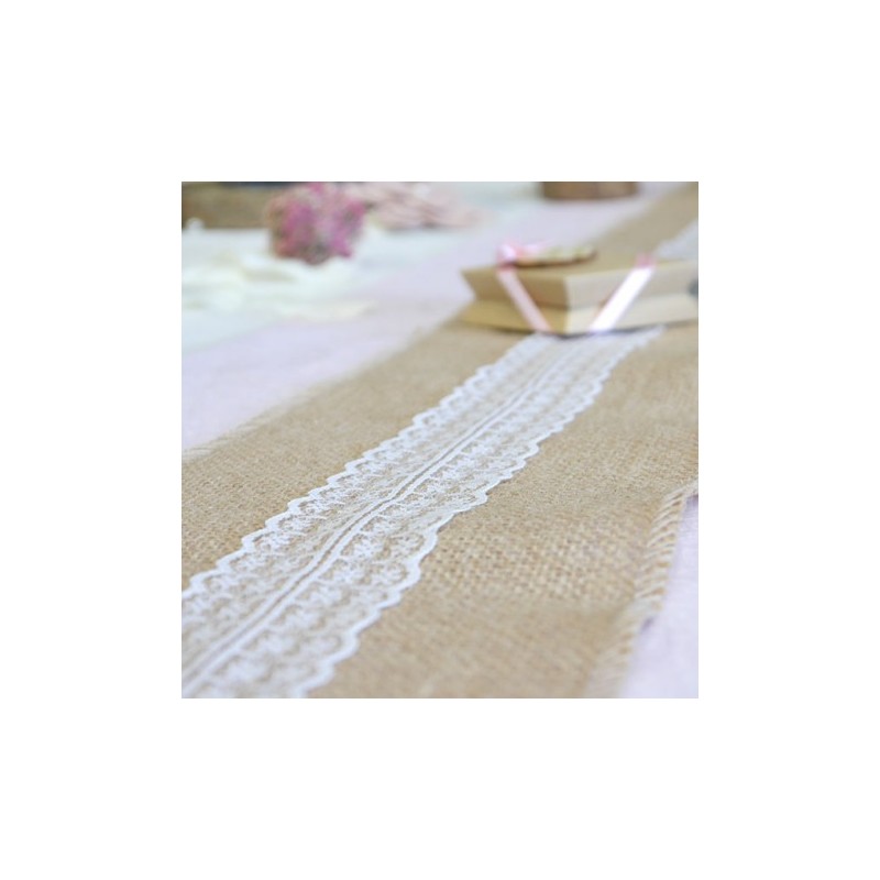 TOILE DE JUTE AVEC DENTELLE 14.5 CM X 5 M TOILE DE JUTE AVEC DENTELLE 14.5 CM X 5 M