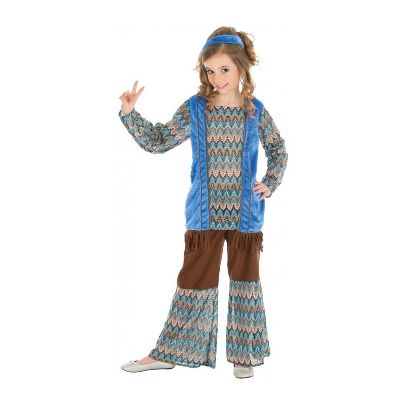 DEGUISEMENT FILLE HIPPIE VINTAGE BLEU TAILLE 140CM DEGUISEMENT FILLE HIPPIE VINTAGE BLEU TAILLE 140CM