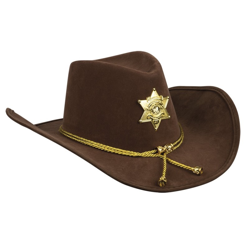 CHAPEAU DE COW BOY MARRON AVEC ETOILE DE SHERIF CHAPEAU DE COW BOY MARRON AVEC ETOILE DE SHERIF