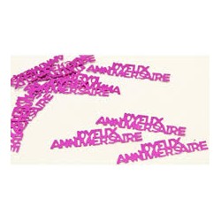 CONFETTIS DE TABLE JOYEUX ANNIVERSAIRE FUSCHIA