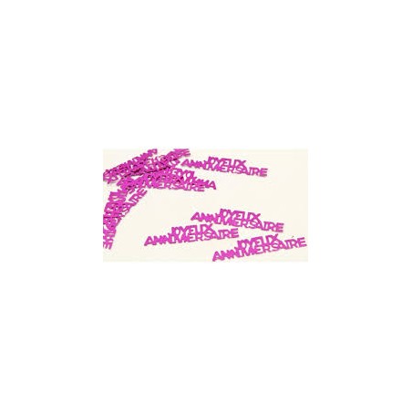 CONFETTIS DE TABLE JOYEUX ANNIVERSAIRE FUSCHIA