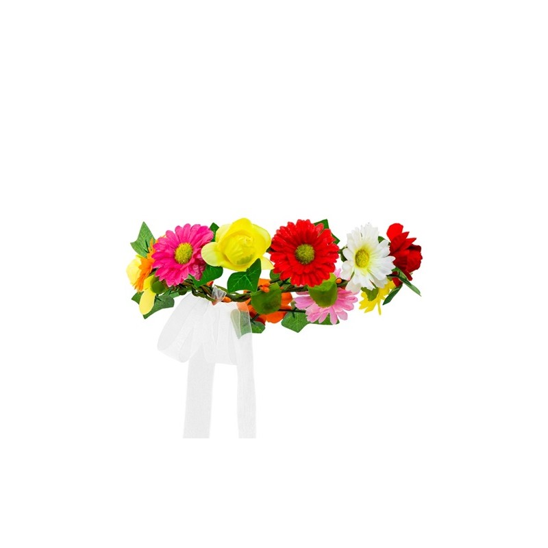 DIADEME BANDEAU OU TOUR DE TETE A FLEURS JAUNE ORANGE ET JAUNE ET RUBAN DIADEME BANDEAU OU TOUR DE TETE A FLEURS JAUNE ORANGE ET JAUNE ET RUBAN
