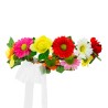 DIADEME BANDEAU OU TOUR DE TETE A FLEURS JAUNE ORANGE ET JAUNE ET RUBAN 