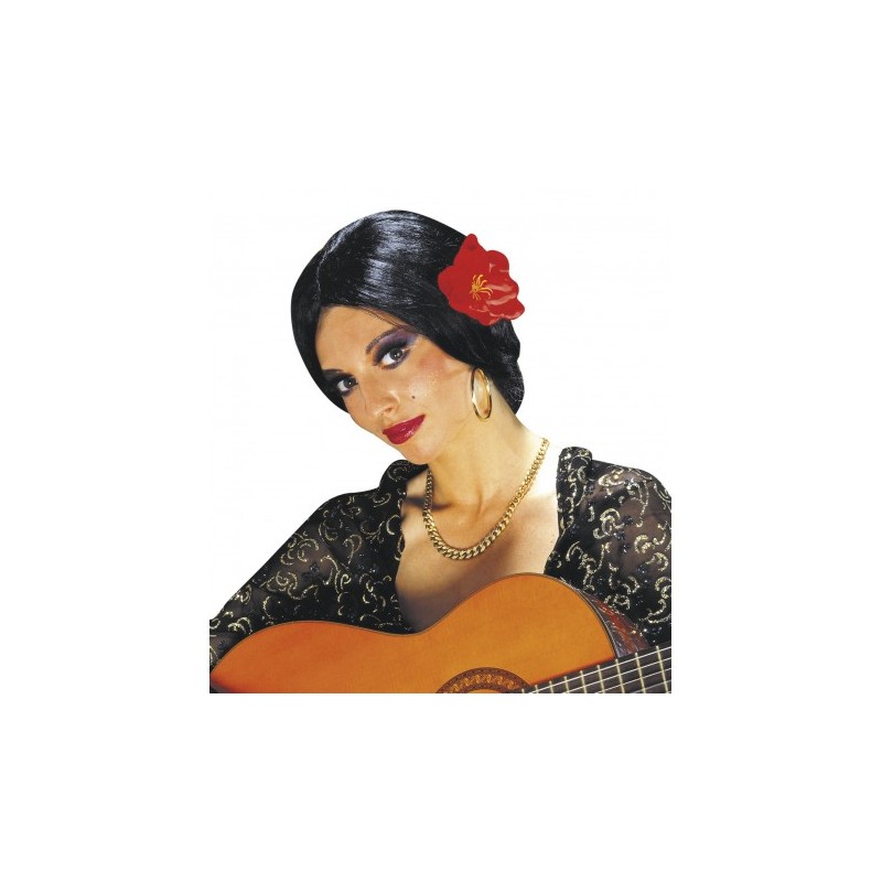 PERRUQUE ESPAGNOLE CARMEN AVEC FLEURS PERRUQUE ESPAGNOLE CARMEN AVEC FLEURS