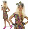 DEGUISEMENT DISCO ROBE LEOPARD FLUO TAILLE M