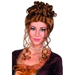 PERRUQUE RENAISSANCE CHIGNON BOUCLE MARRON 