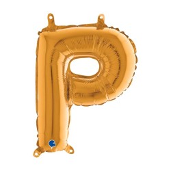 BALLON METALLIQUE LETTRE P OR 35 CM