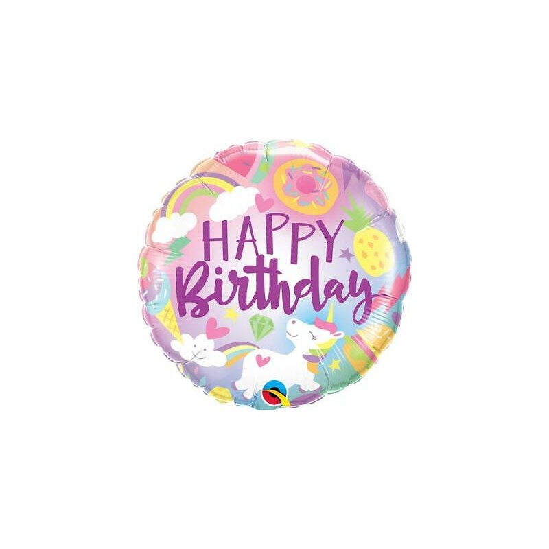 BALLON METALLIQUE HAPPY BIRTHDAY FANTASTICAL LICORNE ET ARC EN CIEL 46 CM BALLON METALLIQUE HAPPY BIRTHDAY FANTASTICAL LICORNE ET ARC EN CIEL 46 CM
