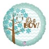 BALLON ROND METALLIQUE  IT'S A BOY HIBOU HOLO 46 CM 