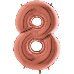 BALLON METALLIQUE CHIFFRE 8 ROSE GOLD 35 CM
