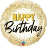 BALLON METALLIQUE ROND HAPPY BIRTHDAY CONFETTIES OR 46 CM 