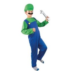DEGUISEMENT PLOMBIER VERT LUIGI TAILLE 140-160 CM 