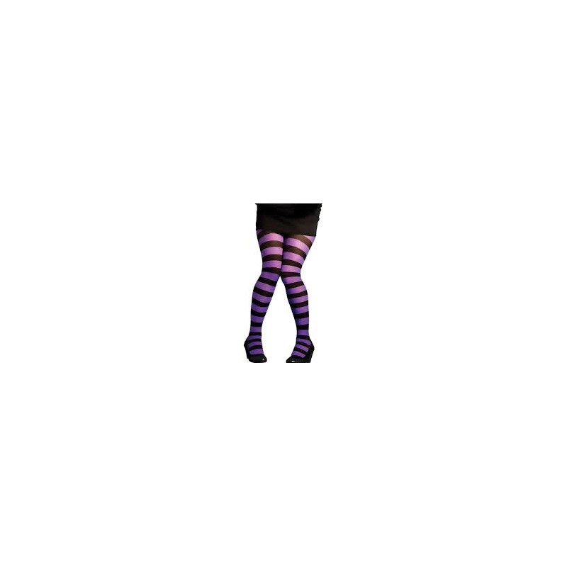 COLLANT OPAQUE RAYE NOIR ET VIOLET 