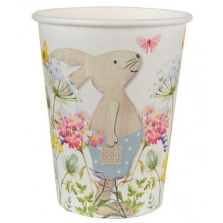 10 GOBELETS LAPINS FLEURS PAPILLONS