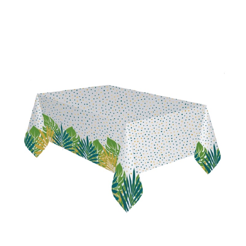 NAPPE EN PAPIER FEUILLES VERTES TROPICALES 120 X 180 CM NAPPE EN PAPIER FEUILLES VERTES TROPICALES 120 X 180 CM