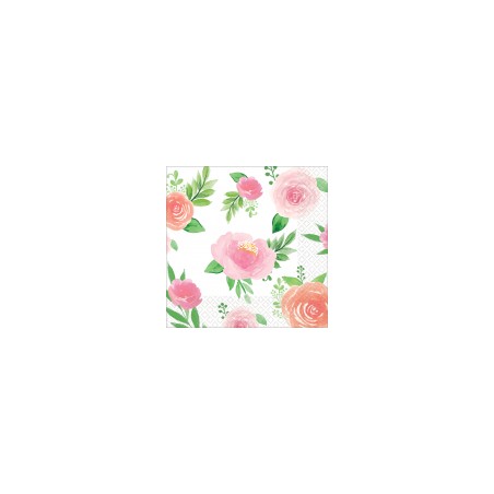 16 SERVIETTES FLORAL BABY 24 X 24 CM