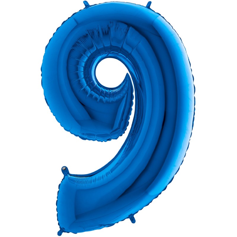 BALLON METALLIQUE CHIFFRE 9 BLEU 35CM BALLON METALLIQUE CHIFFRE 9 BLEU 35CM