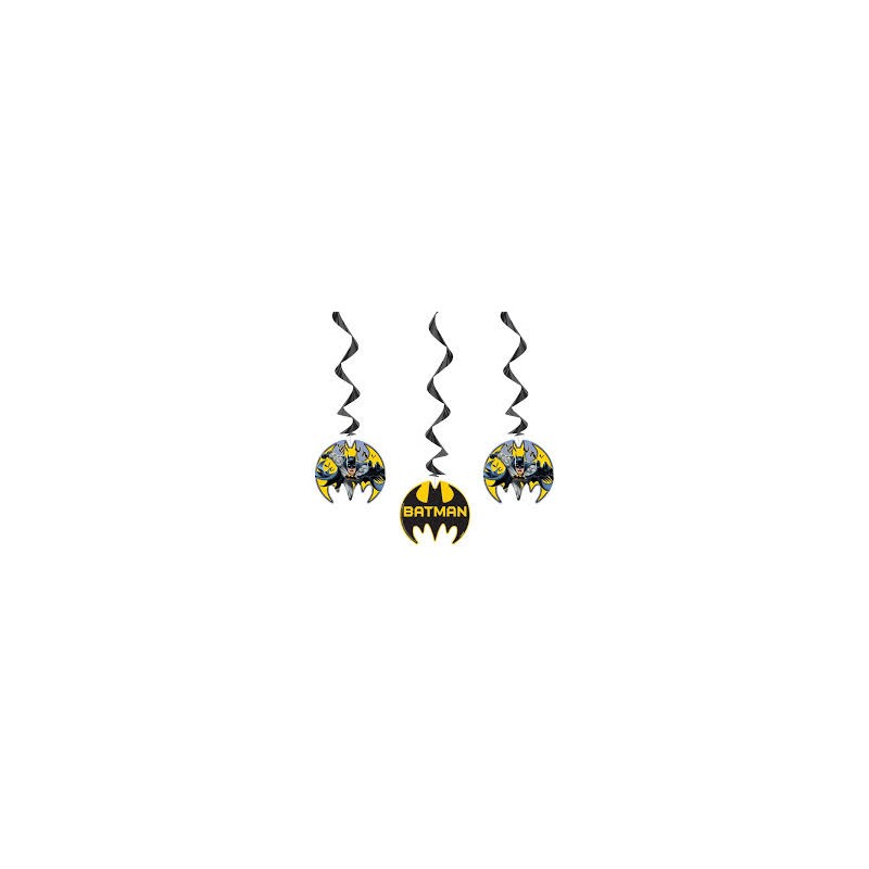 3 DECORATIONS SUSPENDUES EN SPIRAL BATMAN 3 DECORATIONS SUSPENDUES EN SPIRAL BATMAN