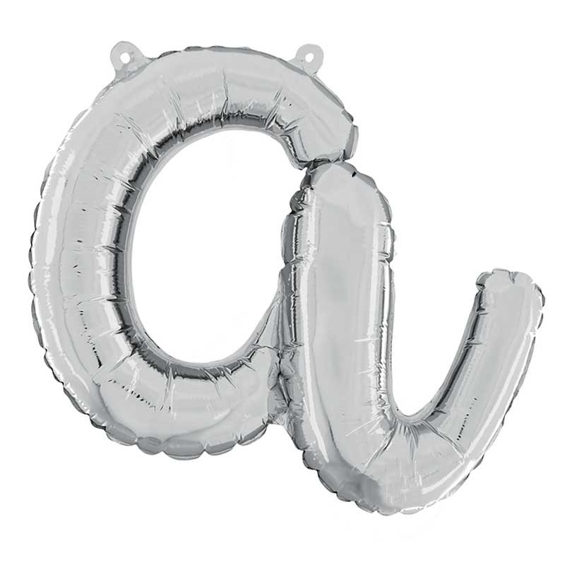 BALLON METALLIQUE LETTRE A SCRIPT ARGENT 35 CM BALLON METALLIQUE LETTRE A SCRIPT ARGENT 35 CM