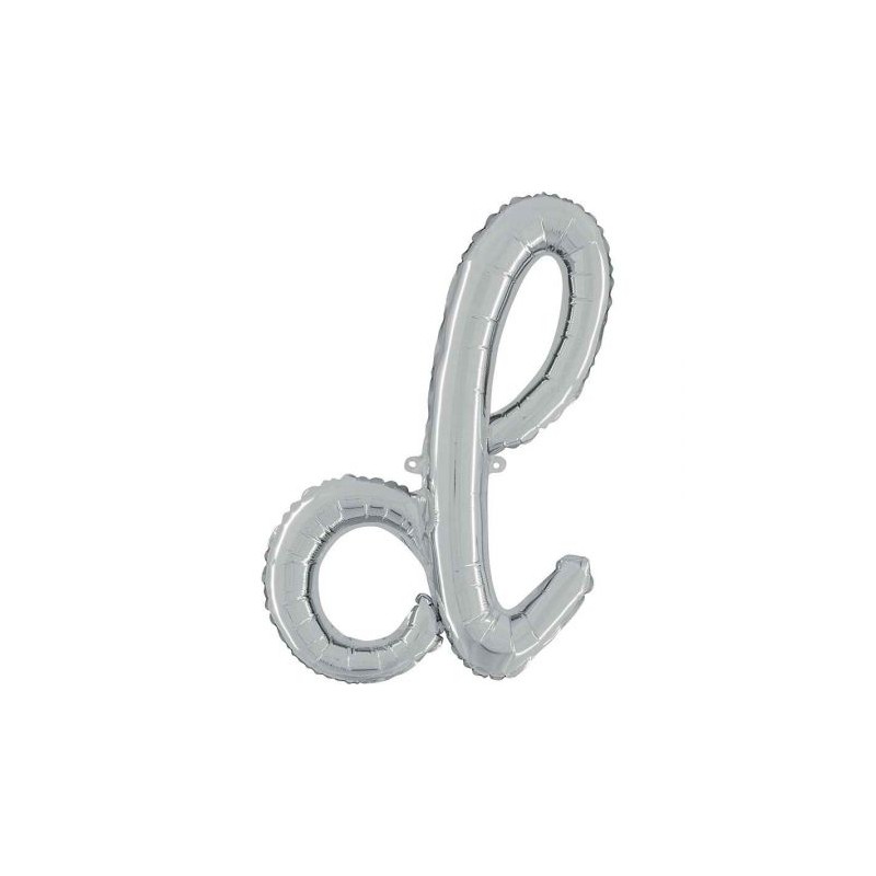 BALLON METALLIQUE LETTRE D SCRIPT ARGENT 35 CM BALLON METALLIQUE LETTRE D SCRIPT ARGENT 35 CM