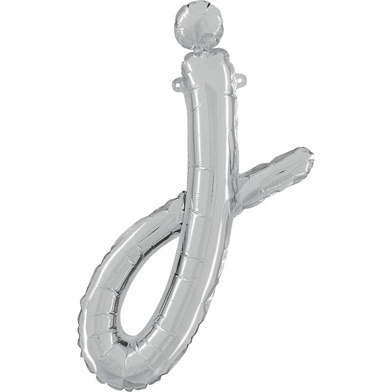 BALLON METALLIQUE LETTRE J SCRIPT ARGENT 35 CM BALLON METALLIQUE LETTRE J SCRIPT ARGENT 35 CM