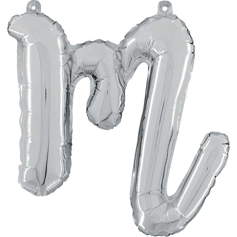 BALLON METALLIQUE LETTRE M SCRIPT ARGENT 35 CM BALLON METALLIQUE LETTRE M SCRIPT ARGENT 35 CM