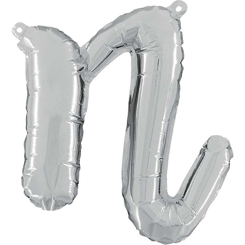 BALLON METALLIQUE LETTRE N SCRIPT ARGENT 35 CM BALLON METALLIQUE LETTRE N SCRIPT ARGENT 35 CM