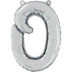BALLON METALLIQUE LETTRE O SCRIPT ARGENT 35 CM 