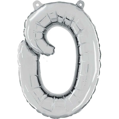 BALLON METALLIQUE LETTRE O SCRIPT ARGENT 35 CM 
