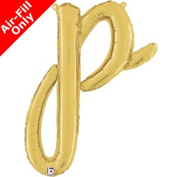 BALLON METALLIQUE LETTRE P CURSIVE OR 36 CM 
