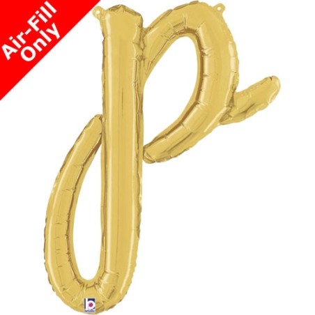 BALLON METALLIQUE LETTRE P CURSIVE OR 36 CM 