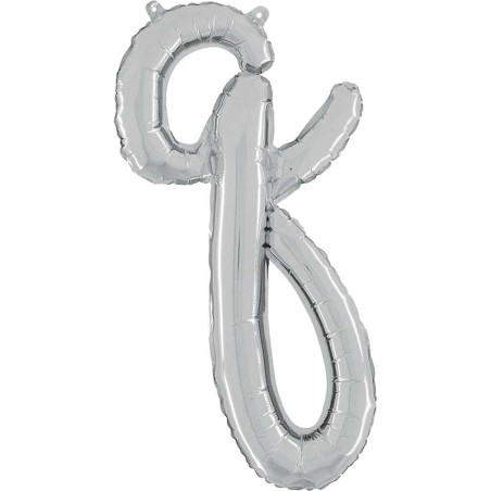BALLON METALLIQUE LETTRE Q SCRIPT ARGENT 35 CM 