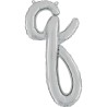 BALLON METALLIQUE LETTRE Q SCRIPT ARGENT 35 CM 