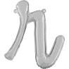 BALLON METALLIQUE LETTRE R SCRIPT ARGENT 35 CM 