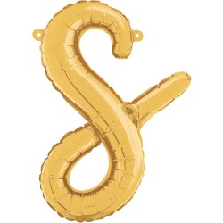 BALLON METALLIQUE LETTRE S CURSIVE OR 36 CM 