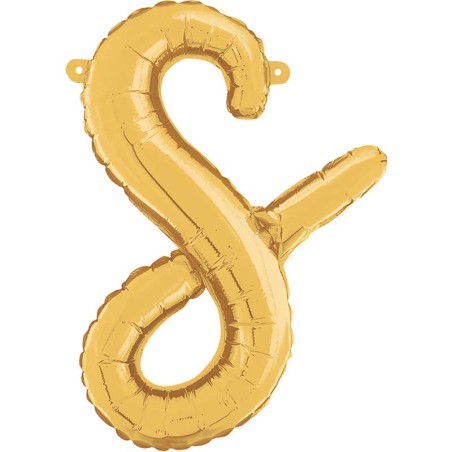 BALLON METALLIQUE LETTRE S CURSIVE OR 36 CM 