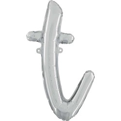 BALLON METALLIQUE LETTRE T SCRIPT ARGENT 35 CM 