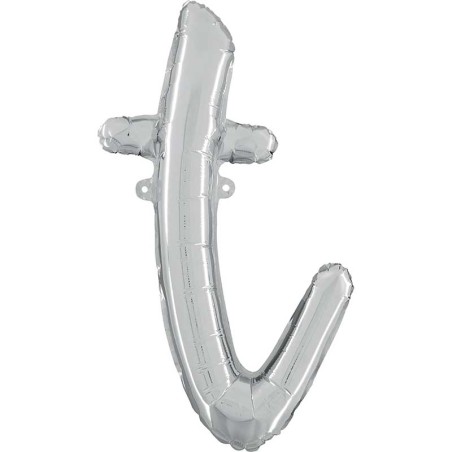 BALLON METALLIQUE LETTRE T SCRIPT ARGENT 35 CM 