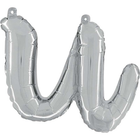 BALLON METALLIQUE LETTRE U SCRIPT ARGENT 35 CM 