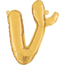 BALLON METALLIQUE LETTRE V CURSIVE OR 36 CM 